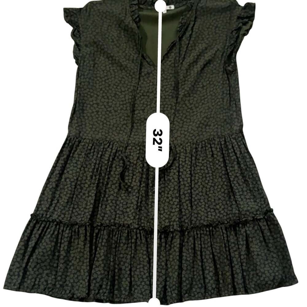 Sundry Olive Ditsy Floral Tiered Ruffle Mini Size S Cottagecore Wedding Guest - Picture 13 of 15